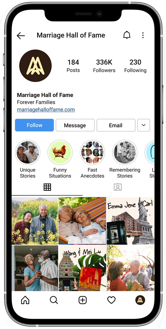 Phone showing Instagram page.